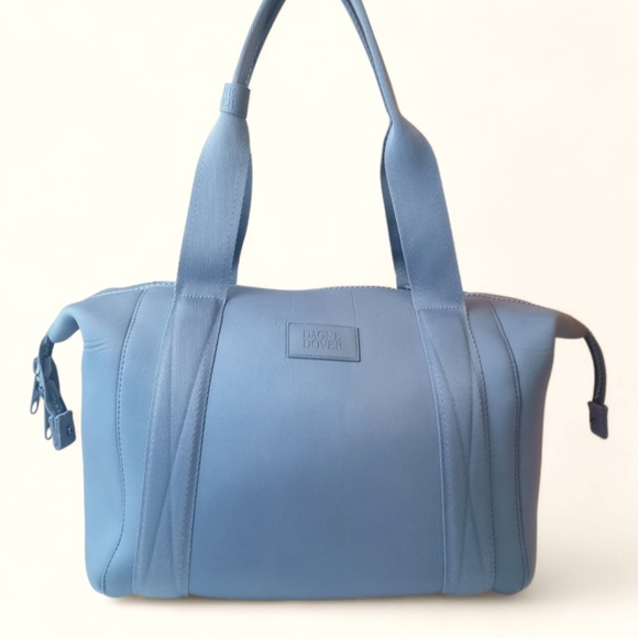 DAGNE DOVER Landon Ash Blue Neoprene Duffle Work Tote Gym Office Carry-On Travel - Picture 9 of 16